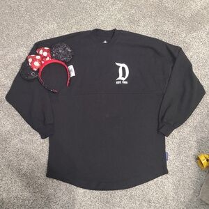 Disneyland Black Spirit Jersey And Sequin Minnie Mouse Ears Bundle Size XS